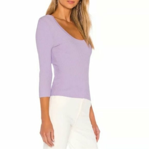 A.L.C. Brendan Stretchy Long Sleeve Ribbed Shirt Lilac Purple Size Small Spring - Picture 2 of 10